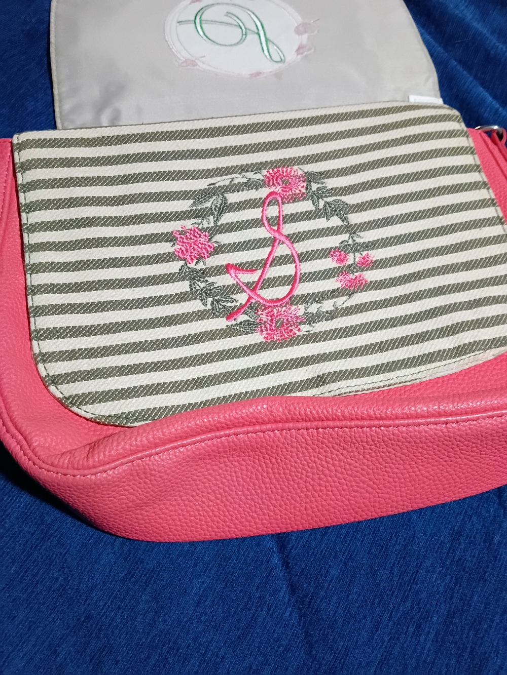 Thirty-one Pink Leather Crossbody with Two Flap Options With "S" Monogram